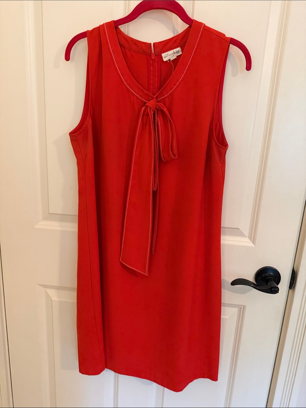 Sleeveless Dark Orange Tie-Front Shift Dress
